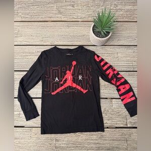 Boy's Jordan Long Sleeved Black Tee with Red Logo, Sz 8-10 years
